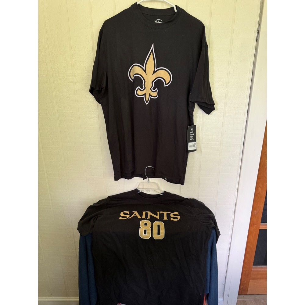New Orleans Saints T-Shirt Lot XL 47 Brand NWT & Reebok Jimmy Graham 80 Black